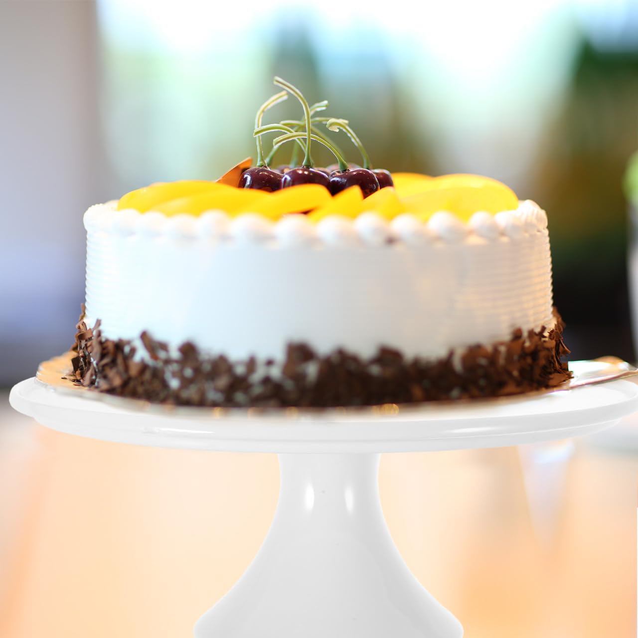 Angoily Soporte de pastel de cerámica, soporte para tartas de porcelana, redondo, postres, plato para bodas, cupcakes, decoración para fiestas de cumpleaños en el hogar