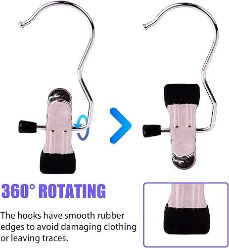 Miniatura 2 de Ganchos colgantes para ropa sucia con clips, colgador de botas de alta resistencia, clip de secado de metal portátil para sujetadores, calcetines,