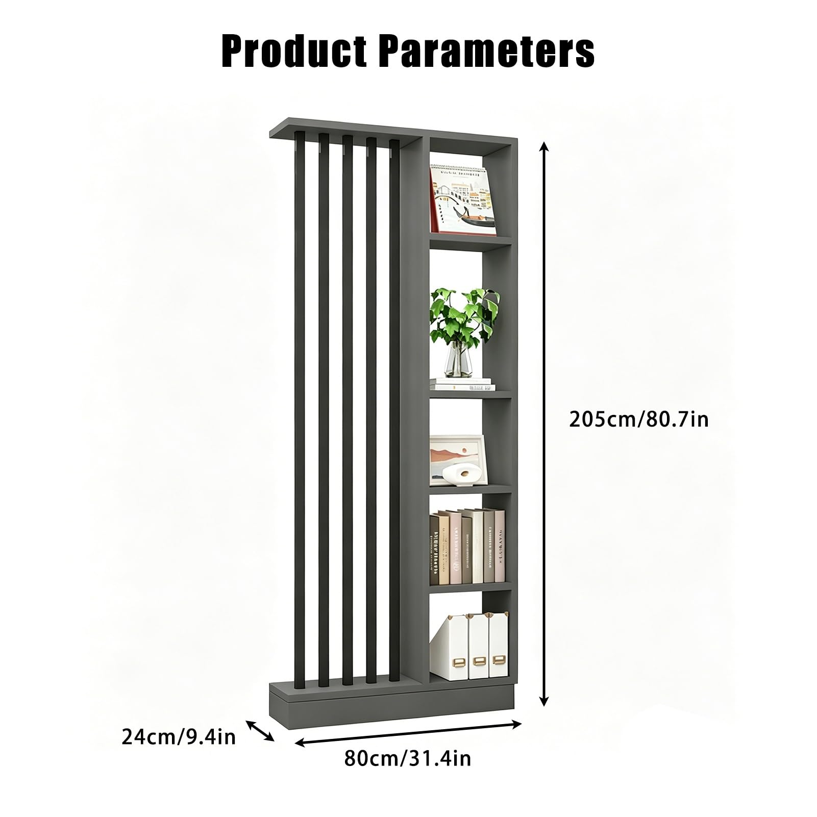 Moderno divisorio da parete, elegante espositore in legno per armadio, divisorio autoportante (bianco-A, 80 cm)
