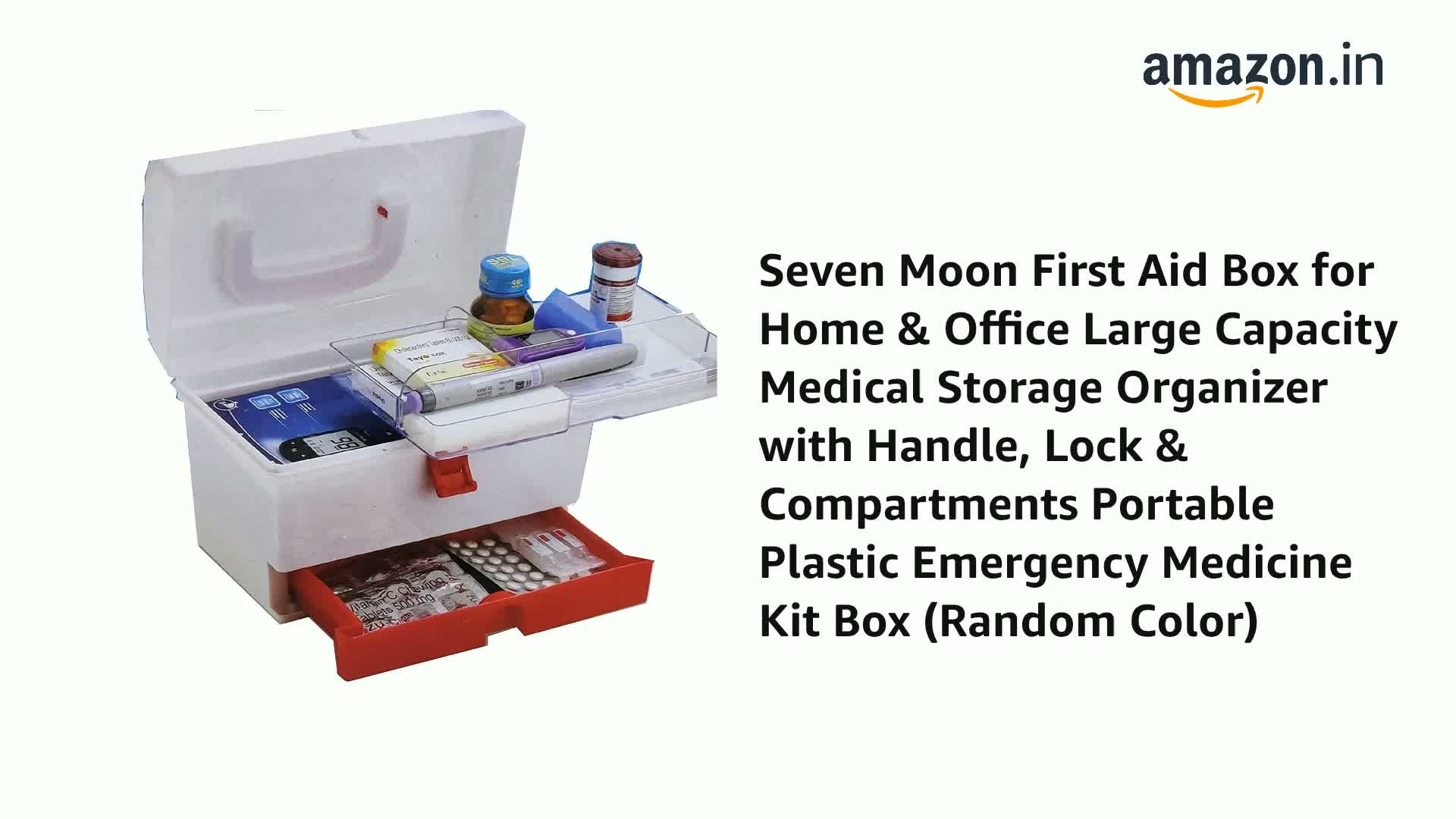Seven Moon First Aid Box for Home & Office Large Capacity Medical