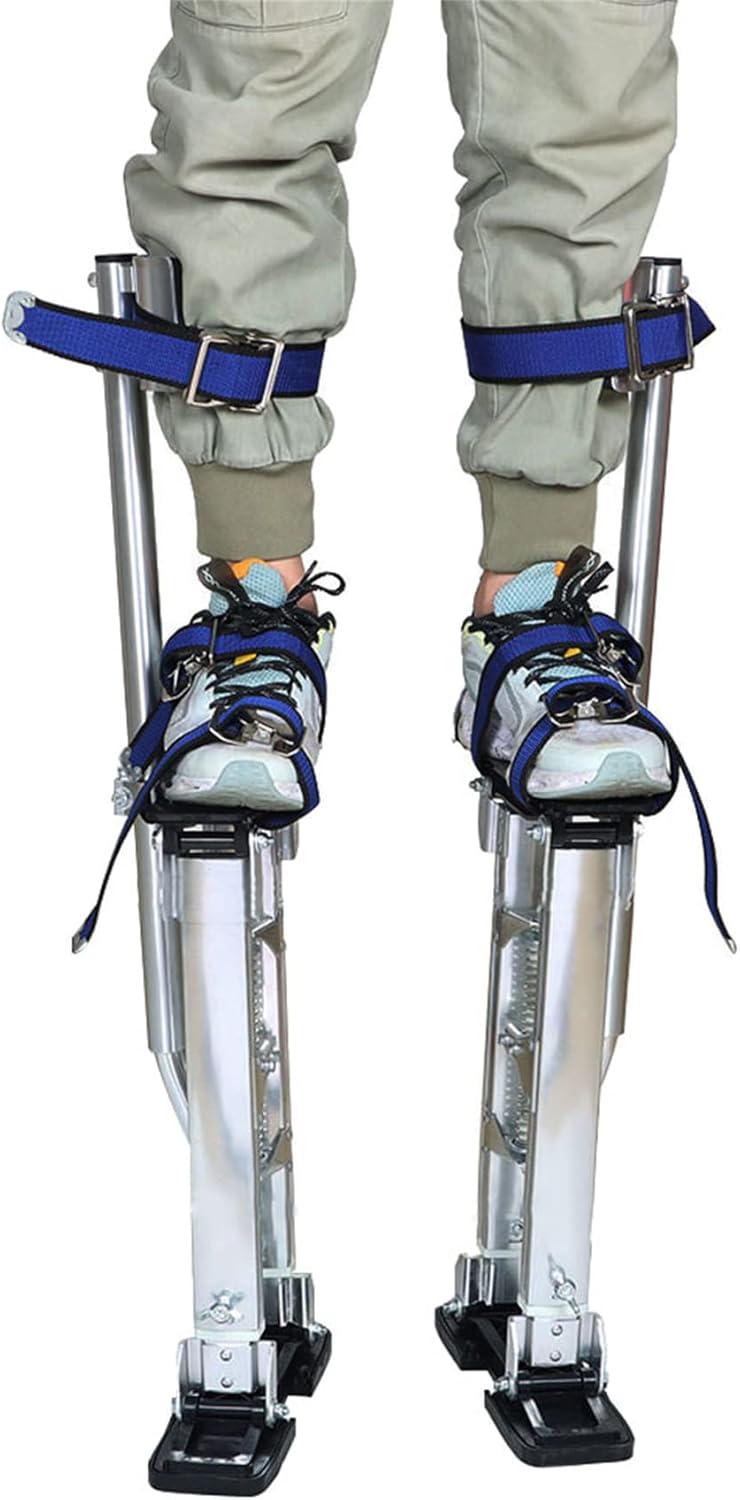 24-40 inch Drywall Stilts Grade Adjustable Auminum Tool Stilt for or Cleaning - Silver