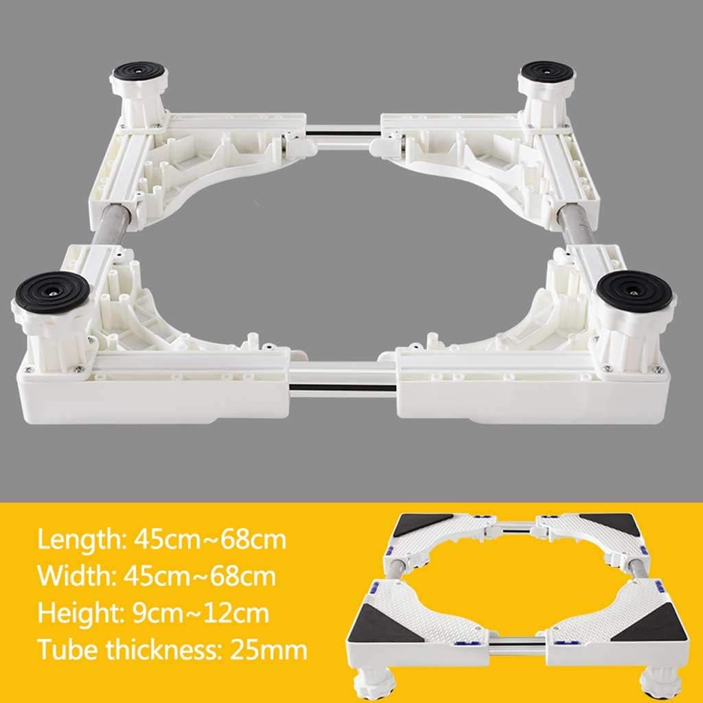 Adjustable Mobile Washing Machine Base,Multi-Functional Refrigerator Stand Base with Telescopic Stand,4 Legs,8 Legs,White,Gray. (4 Legs 25cm)