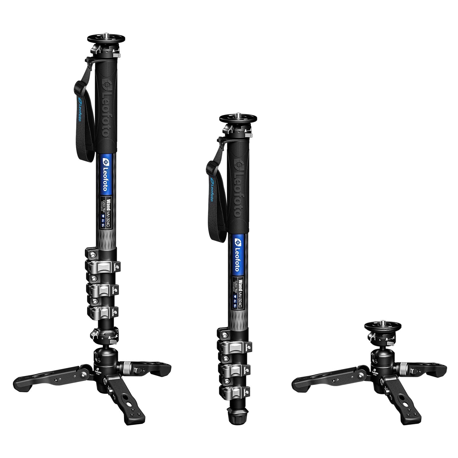 Leofoto MV-324C+VD-03 z klapką z włókna węglowego Pro kamera wideo monopod ze statywem maksymalne obciążenie 10 kg, 1500 mm