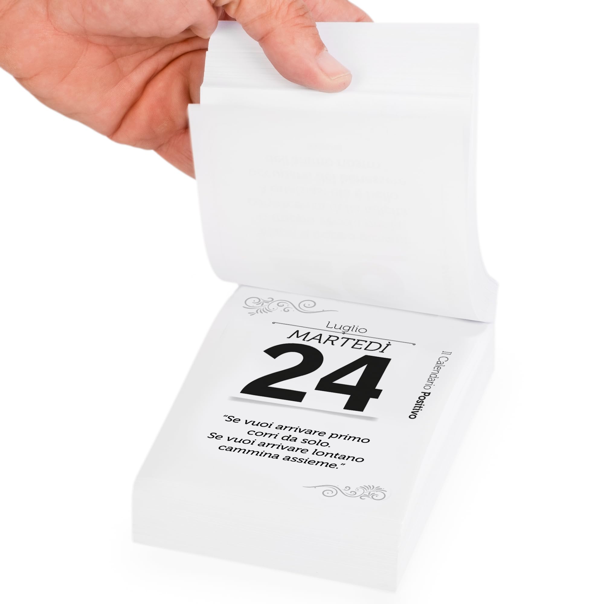Calendario Positivo 2026 Motivazionale | Con Supporto in Legno di Faggio, da Tavolo | Affronta le Giornate col Sorriso ed un Pensiero filosofico | Idea Regalo geniale | Misure 12x17x5,5 | Luxury Pack