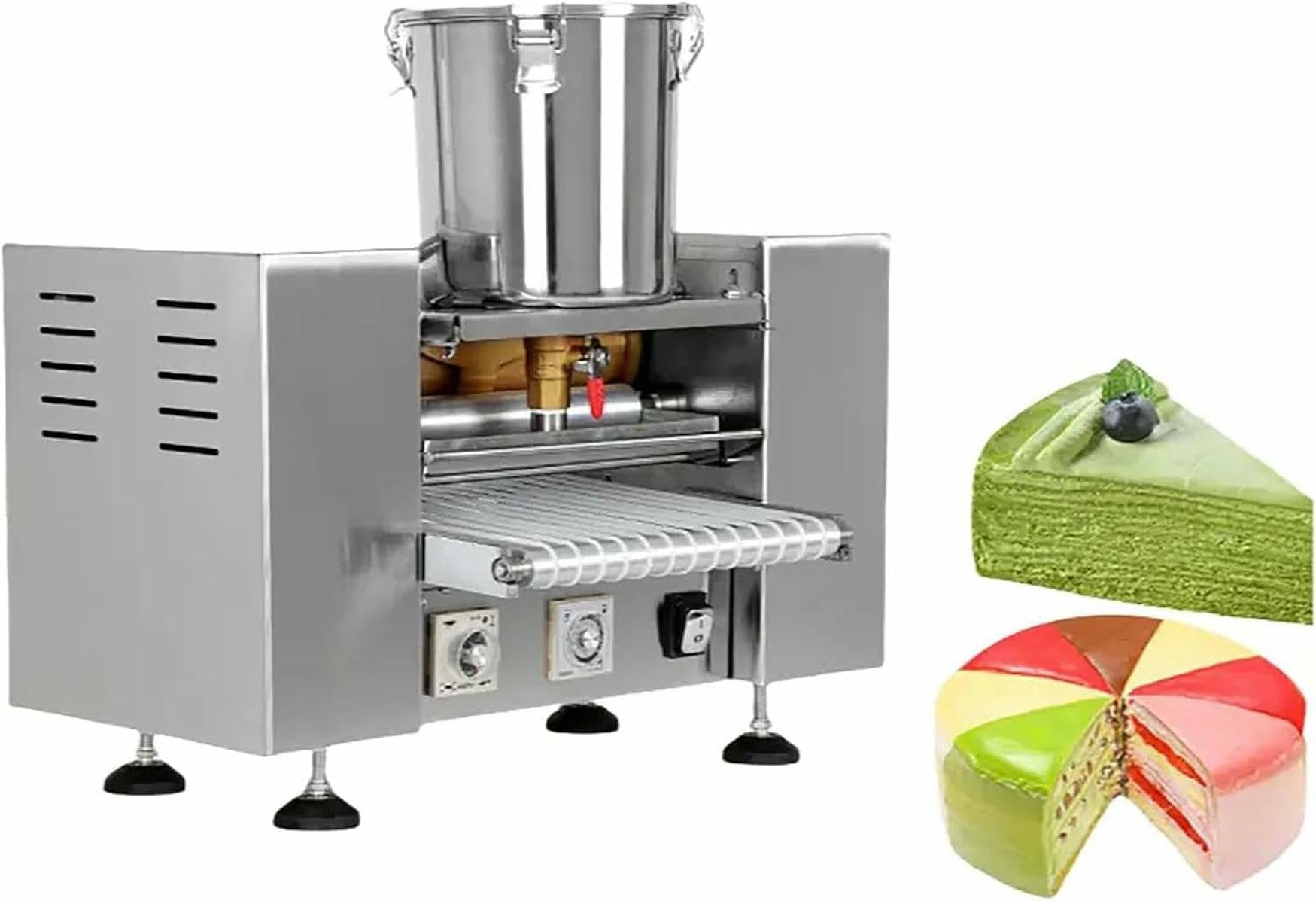 Fhrka Commercial Automatic Crepe Cake Making Machine, Mille Crepe Cake Making Machine,Egg Skin Thousand Layers Maker (8.5In)
