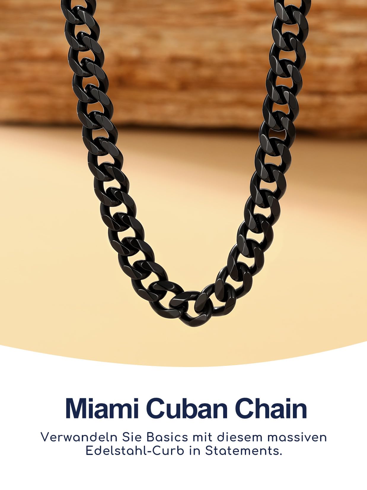 Suplight Herren Panzerkette 3/6/9mm breit Cuban Link Kette, Silber/Gold/Schwarz, 36/46/51/55/61/66/71/76cm