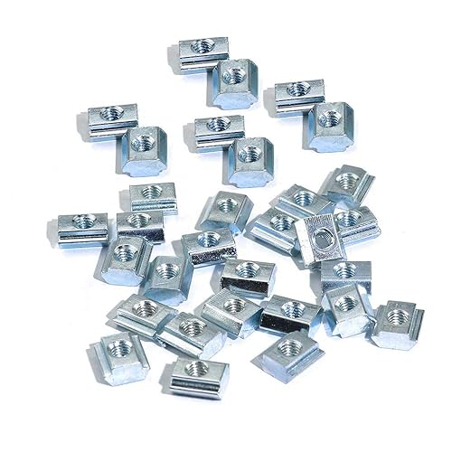 100 Uds. 20 tuercas deslizantes serie T tuercas martillo bloque tuercas cuadradas M5 T tuercas para 2020 Perfiles de aluminio ranura T 0.236 in (m5)