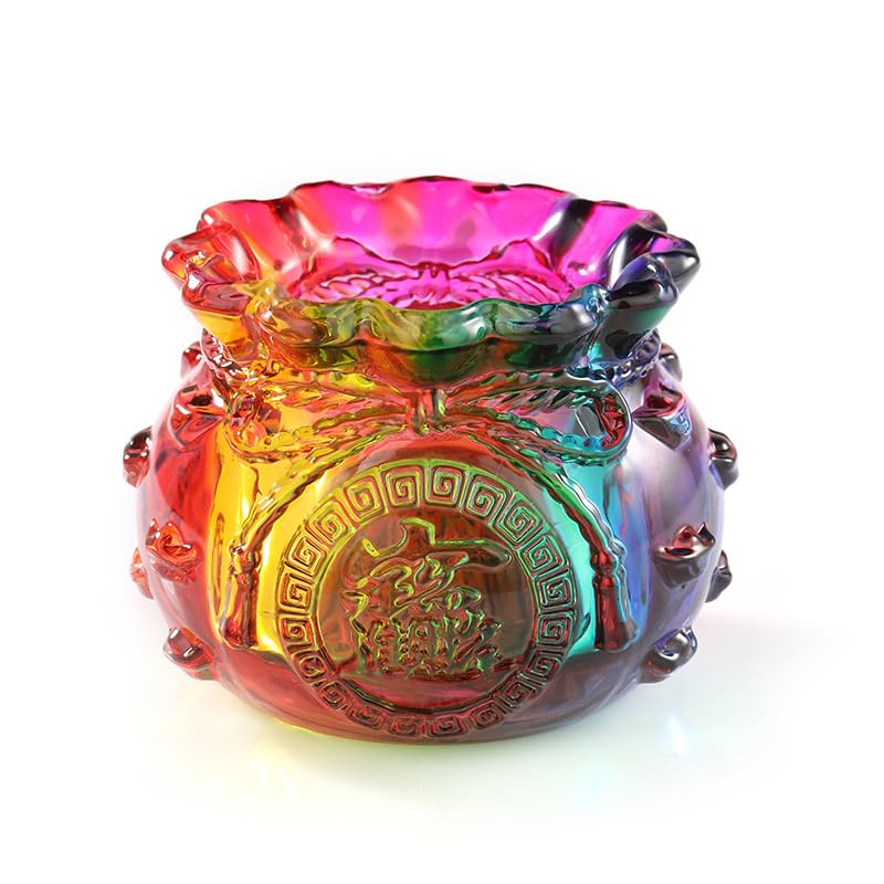 Usoway五彩花盆罐摆件聚宝盆 jubaopen 琉璃水晶水晶福袋摆件中式装饰装饰品 Home Decorations, Feng Shui Decorations Bring Good Luck, Fortune ，hangingornament, 9036559195844