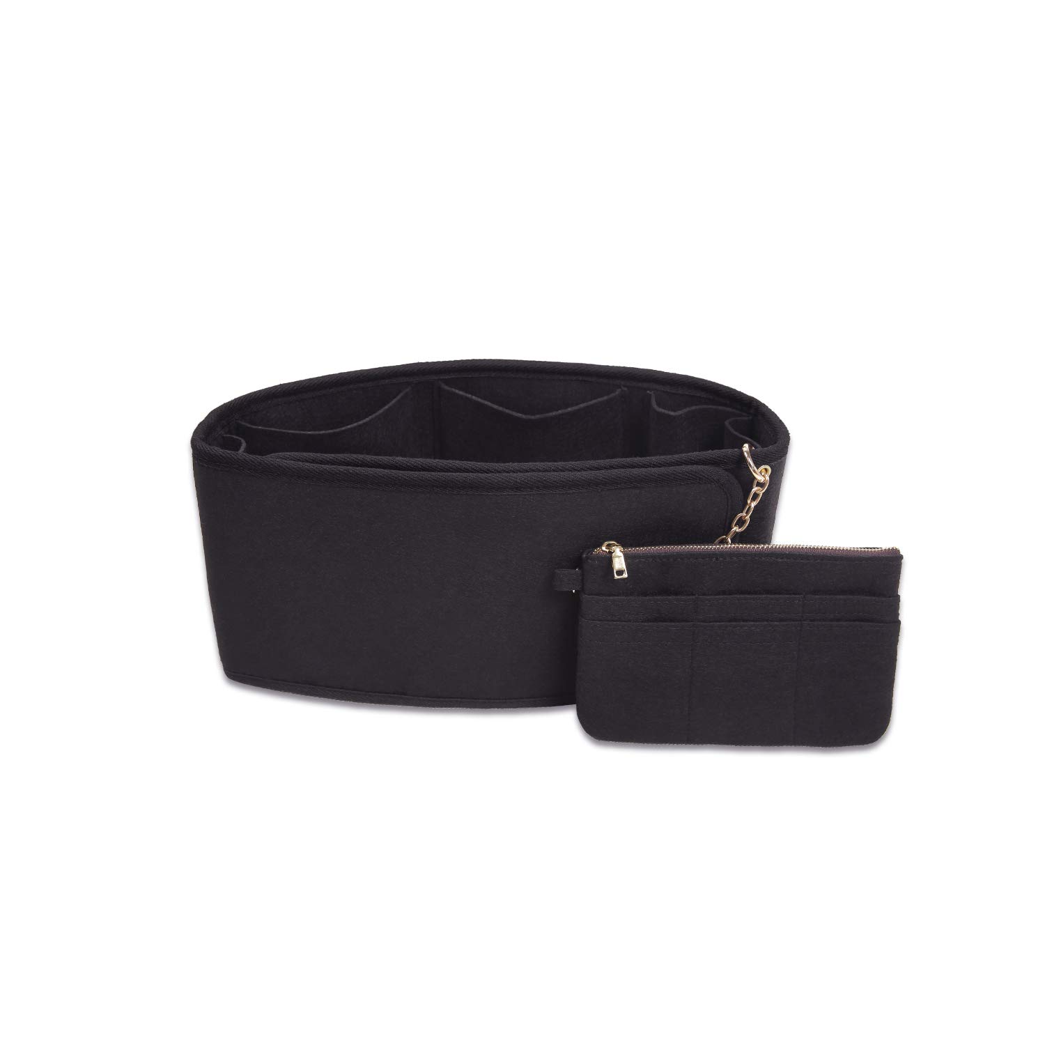 ZTUJOZTUJO Purse Organizer, Felt Purse Organizer Insert With Card case wallet,Bag Organizer For Speedy, Neverfull, Tote,3 Colors(Large, Black), Black, Large