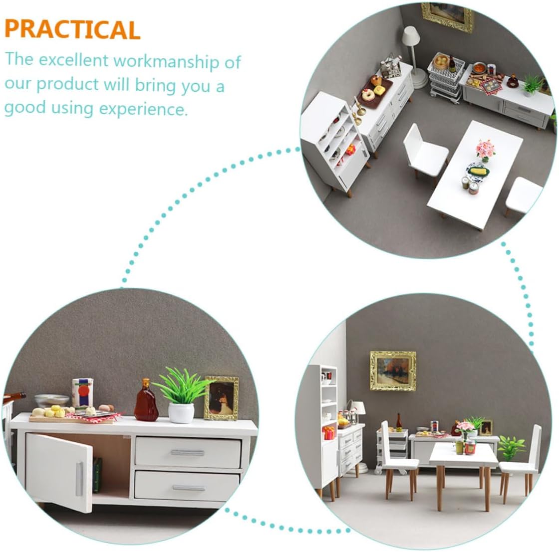 Scale Wooden Mini Furniture for Dollhouse Decor Sturdy Miniature House Accessories Lightweight and Portable Decorative Ornaments for Playroom and Collectors