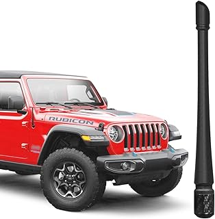 Rubber Radio Antenna for Jeep Wrangler JK JKU JL JLU Rubicon Sahara (2007-2023), Jeep Wrangler Antenna Replacement Mast | Car Wash Proof - Optimized FM/AM Reception Antenna (13 Inch)