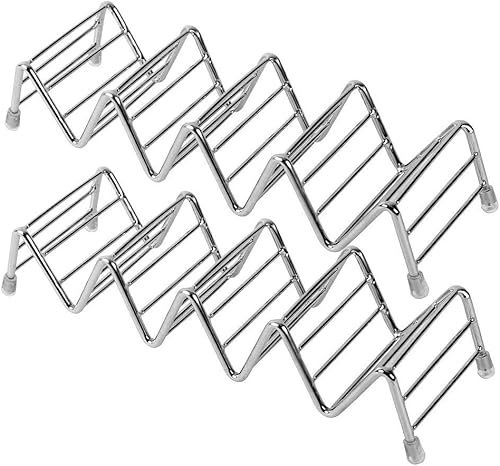 Miniatura 9 de Juego de 2 soportes para tacos, soporte de acero inoxidable para tacos, platos de bandeja de tacos para accesorios de regalo de barra de taco,
