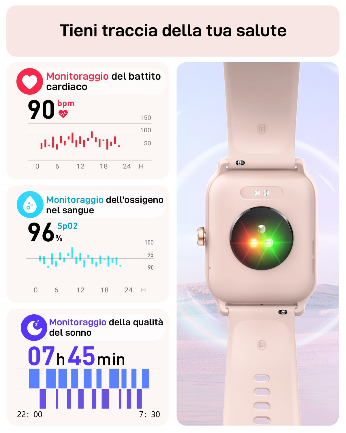 Smartwatch Donna, 1.8" Orologio Smartwatch Chiamate e Risposta, Alexa Integrato Fitness Tracker con Contapassi Cardiofrequenzimetro SpO2 Sonno,110 Modalità Sport, Impermeabile IP68 per Android iOS