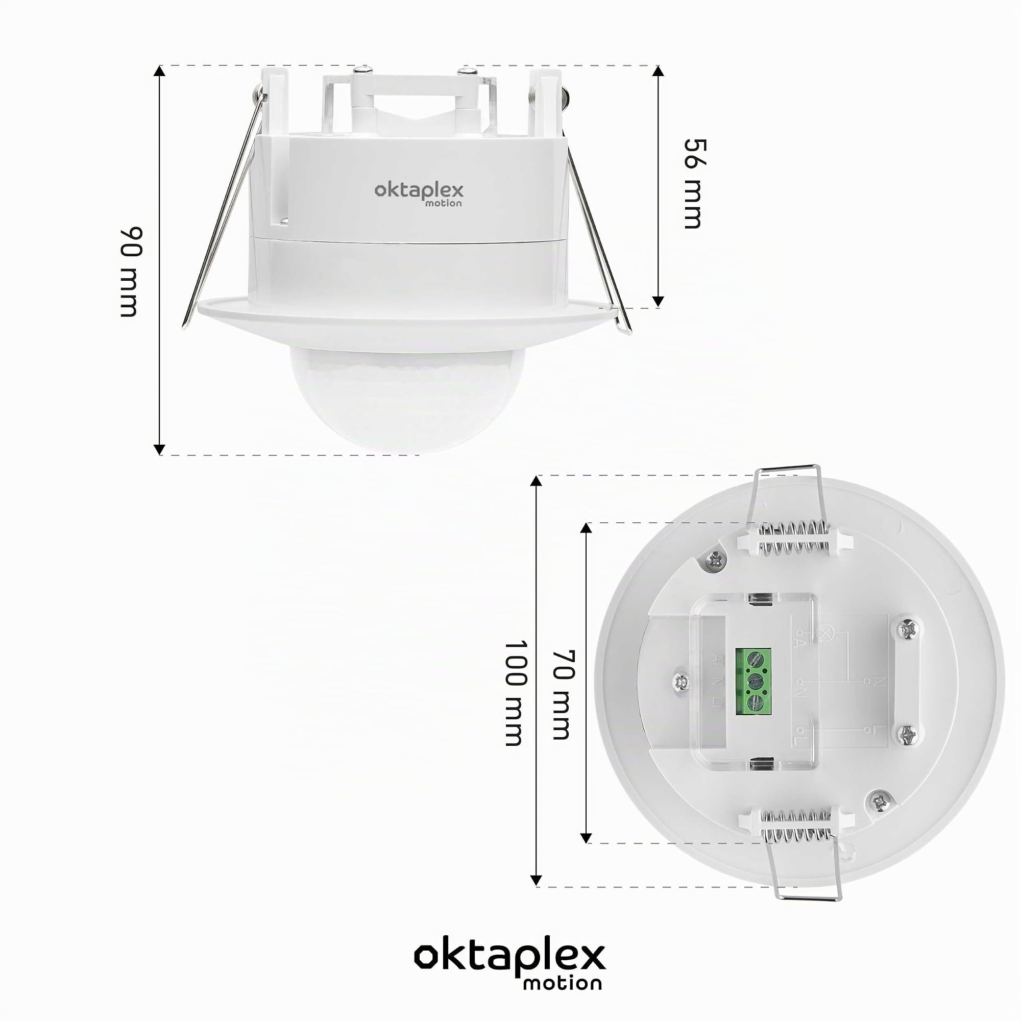 Oktaplex Sam Lot de 2 détecteurs de mouvement encastrés 360° avec télécommande infrarouge 230 V Blanc