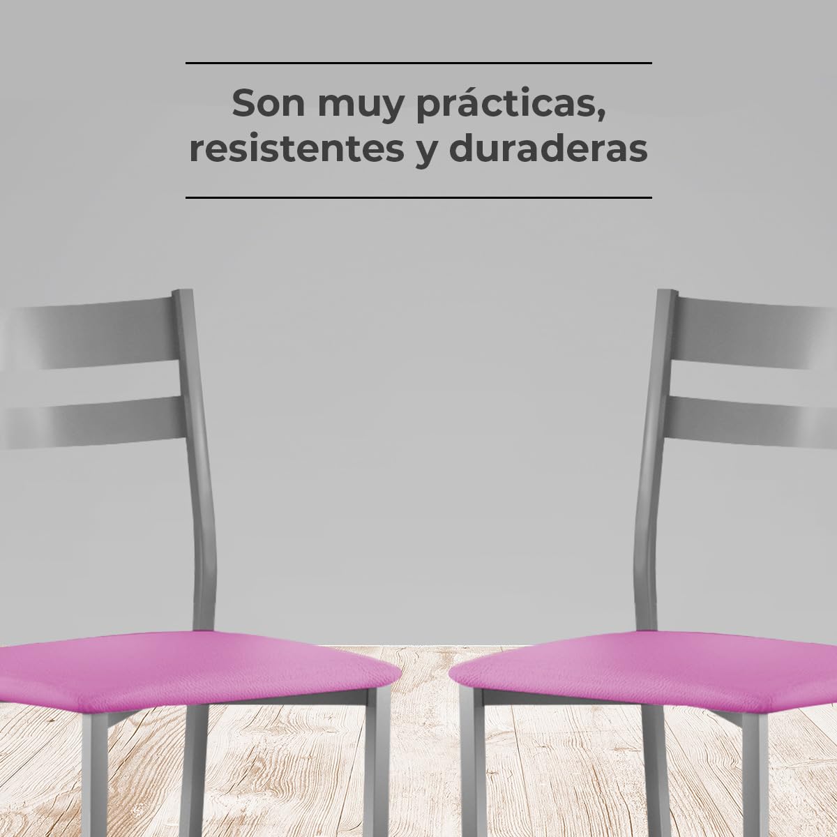 ASTIMESA SCRFRS Due sedie da Cucina, Metallo Finta Pelle Alluminio, Rosa, Altura de asiento 45 CMS