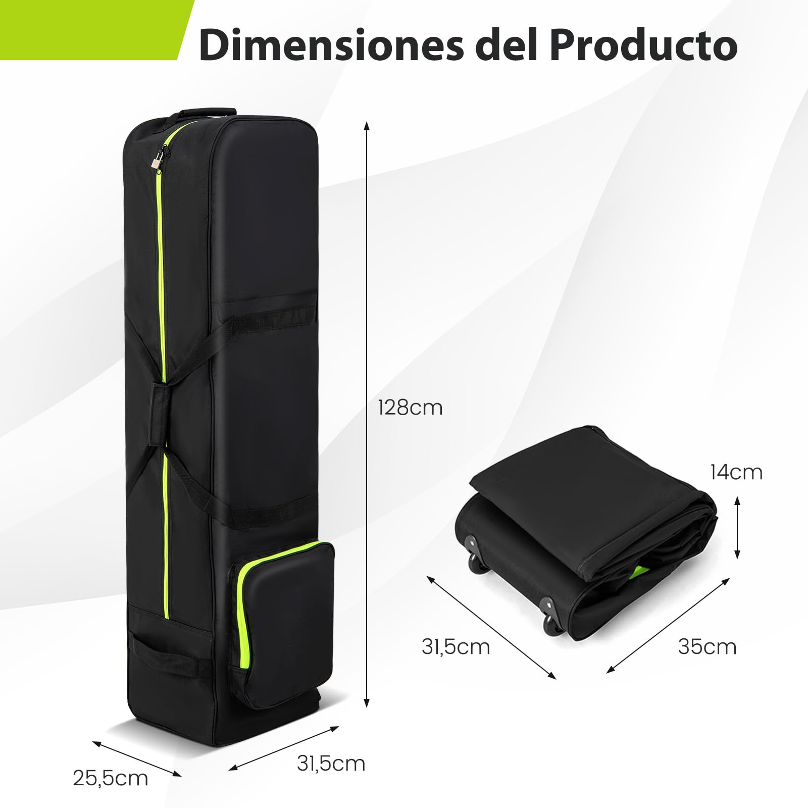 COSTWAY Bolsa de Golf de Viaje con Ruedes, Tela Oxford Resistente al Desgaste e Impermeable, Cremallera y Llave, Fundas de Viaje Plegable para Palos de Golf Aerolíneas