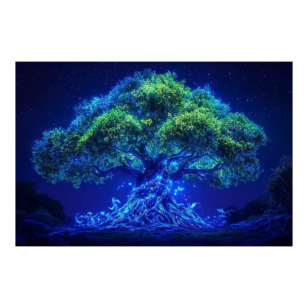 ZAMAEIU The tree of life Spirits-Companion Tree Canvas Paintings Abstract Tree,Wall Art Poster Modern Room Bedroom Home Decor Geometric Print Patterns(blue)-80x120cm Unframed