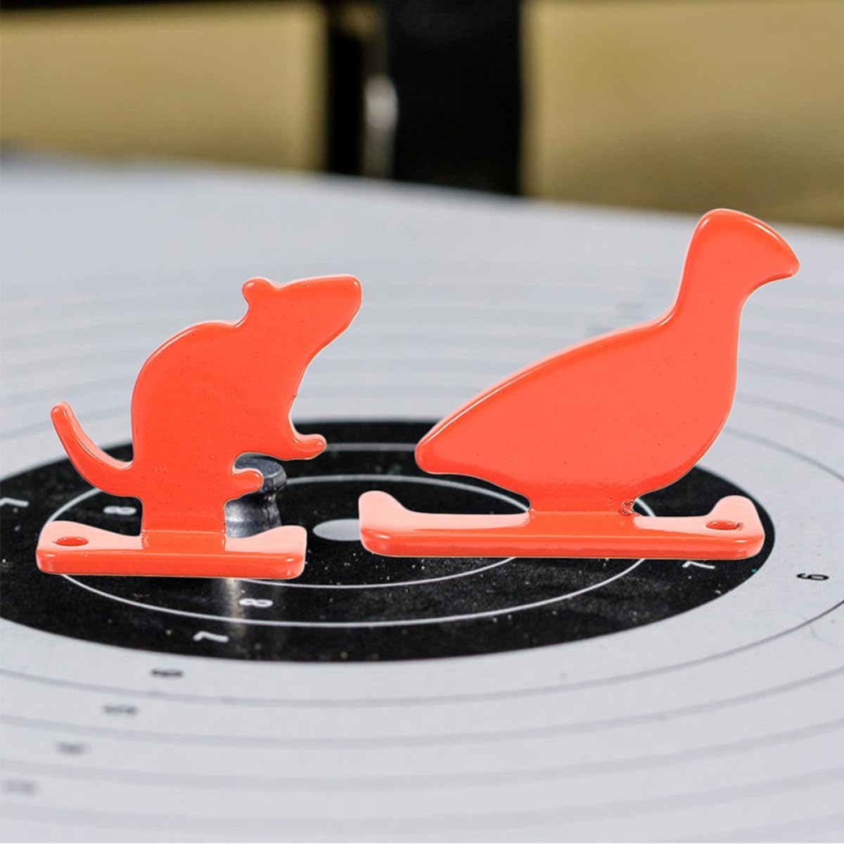 8Pcs Steel Animal Targets and Metal Spinner Reset Shooting Targets Set Orange-Red Animal and Black Squatting Silhouette for Outdoor Hunting Practice