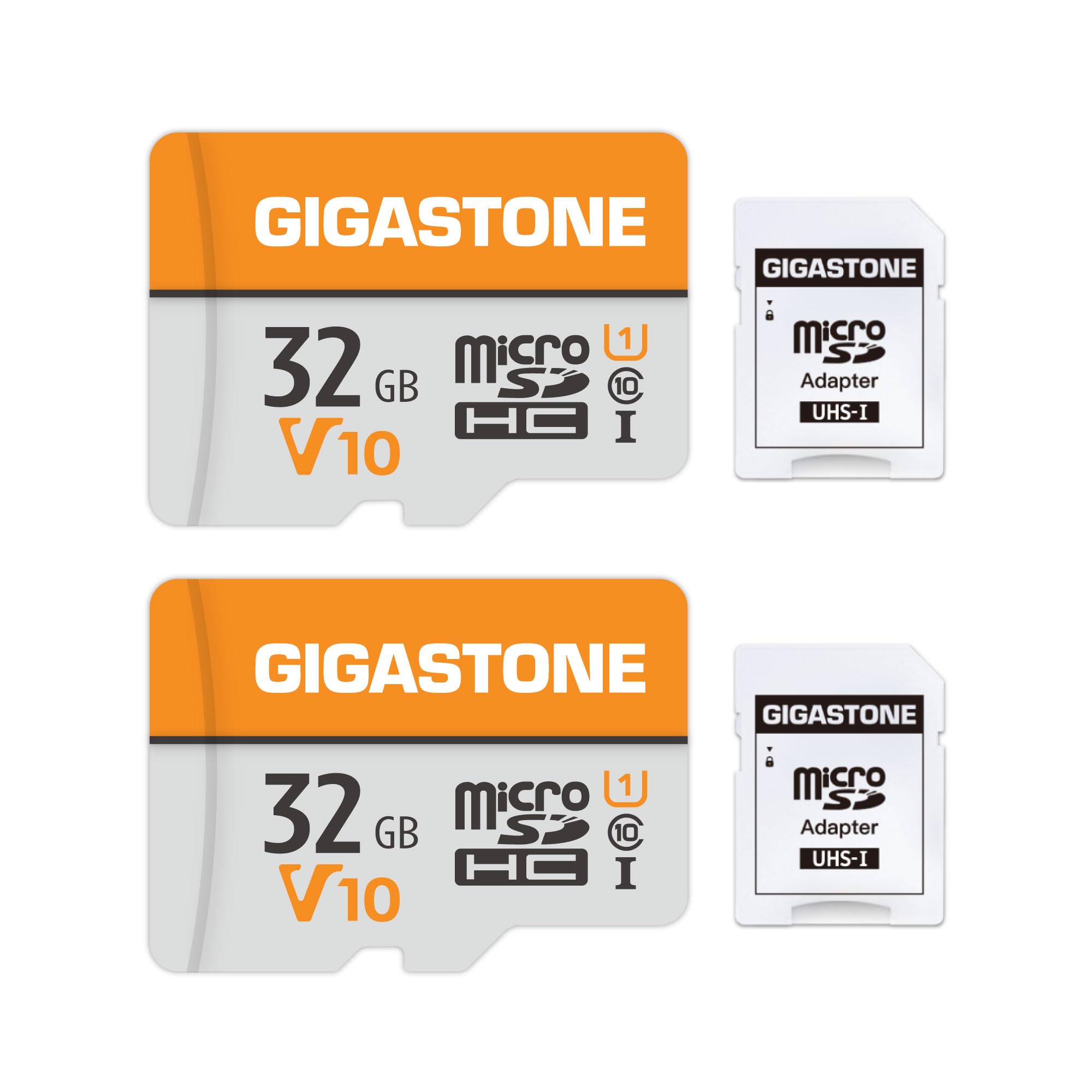GIGASTONE Lot de 2 cartes micro SD 32 Go V10 pour enregistrement vidéo, caméra de surveillance, caméra de sécurité, caméra de tableau de bord, drone, carte mémoire microSDXC 90 Mo/s UHS-I Classe 10