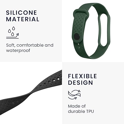 Miniatura 3 de kwmobile Correas compatibles con Xiaomi Mi Band 6  Mi Band 5 correas - 2 correas de silicona de repuesto - NegroVerde Oscuro