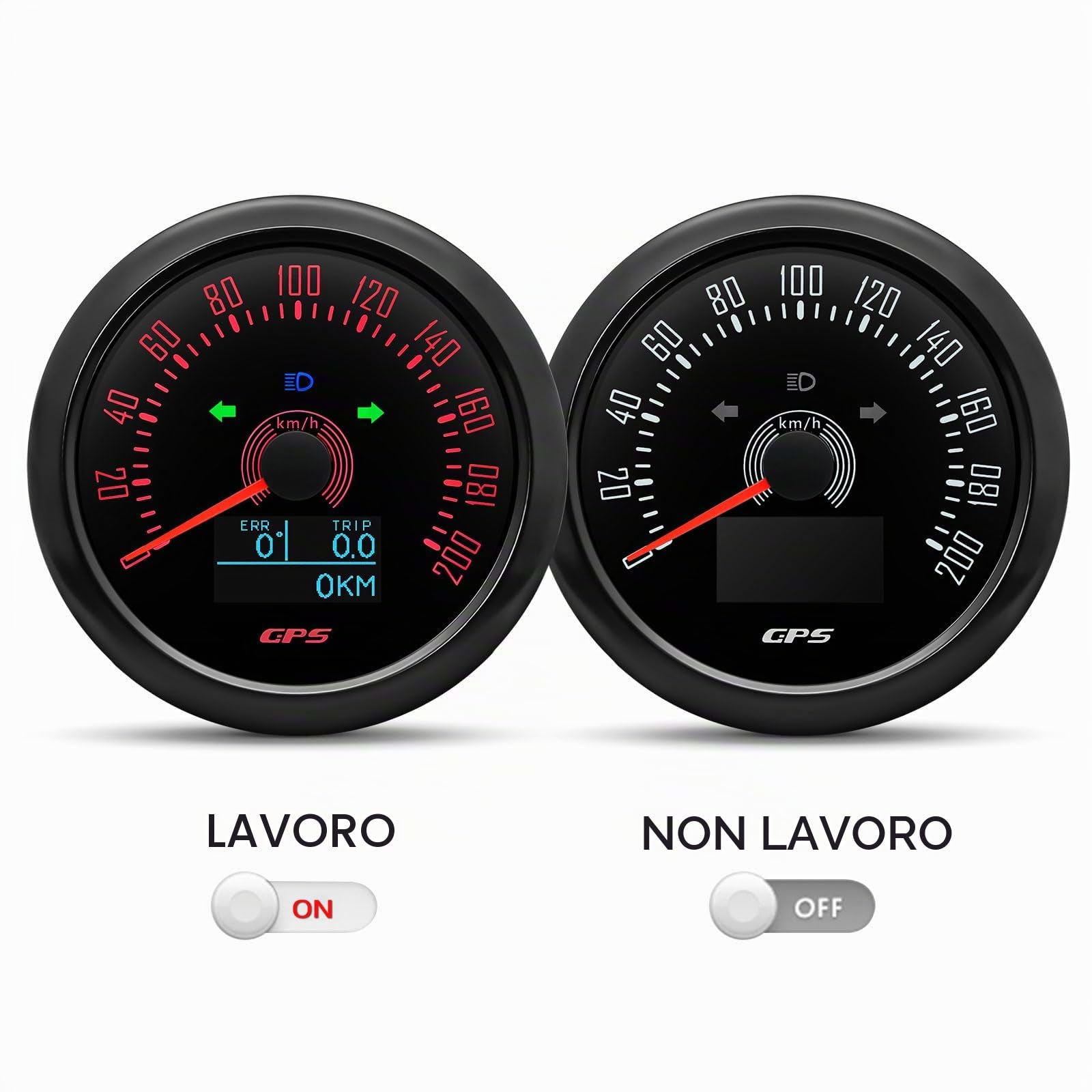 Tachimetro GPS da 85 mm, 0-200 km/h, impermeabile, per chilometri da viaggio COG, per auto, camion, moto, 7 colori retroilluminati