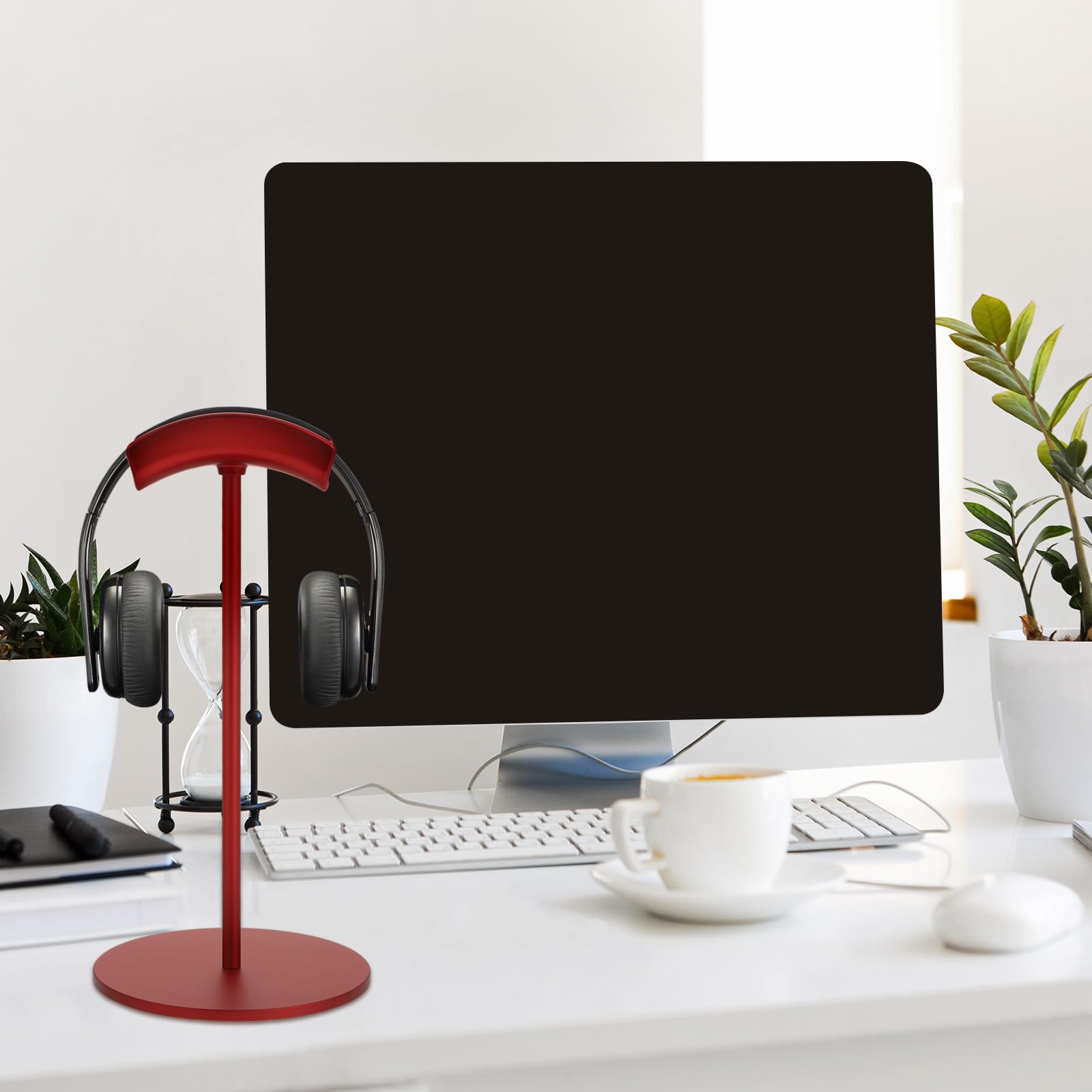 Supporto per Cuffie da Scrivania Rosso in Lega di Alluminio Design Liscio e Curvo, per Cuffie da Gaming e Computer Desktop