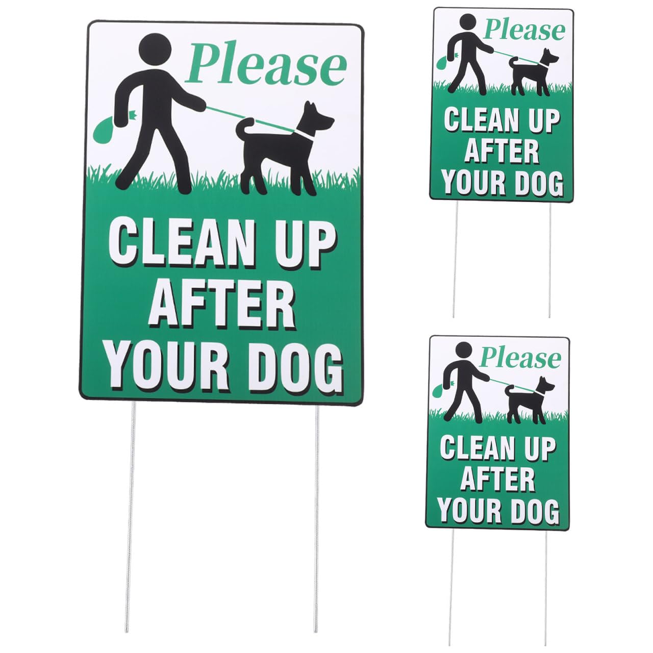HEMOTON Dog Poop Signs for Yard 11.81X8.66 Inch Double-Sided Lawn Warning Signs with Stake Please Clean up after Your Dog for Garden Outdoor Use