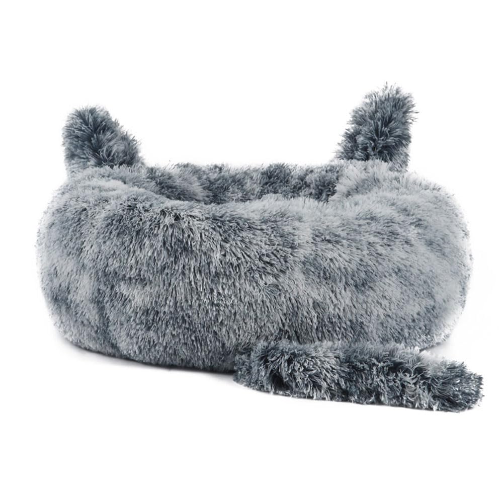 DOTBUY-SHOP Dog Bed Washable, Cute Ears Soft Comfy Cat Bed Dog Beds, Pet Bed With Slip-Resistant Bottom, Gift for Puppy Kittens (40cm,Gradient Grey)