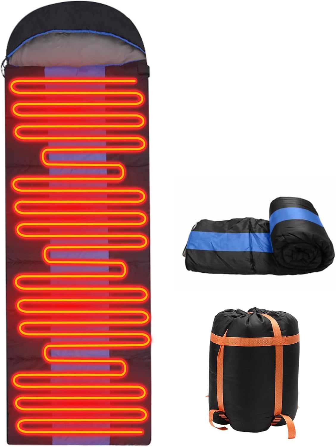 Sleeping Bags for Adults, Waterproof Electric Warm Sleeping Bag with 3 Adjustable Temperature, Keep Warm to -20?, USB Rechargeable Heating Pads, 0 Degree Sleeping Bag for Cold Weather Camping