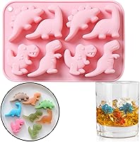 Vista 1 de Crethinkaty Moldes de silicona de grado alimenticio de dinosaurio, 8 cavidades de chocolate duro para caramelos de hielo, molde de silicona