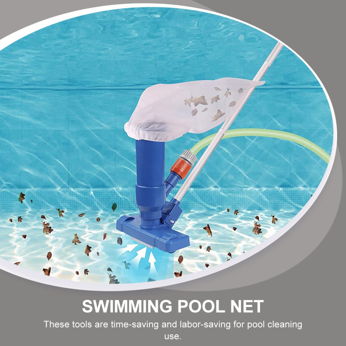 Épuisette de Piscine Camping 1 Set avec Tige Aluminium, Bleu, Plastique