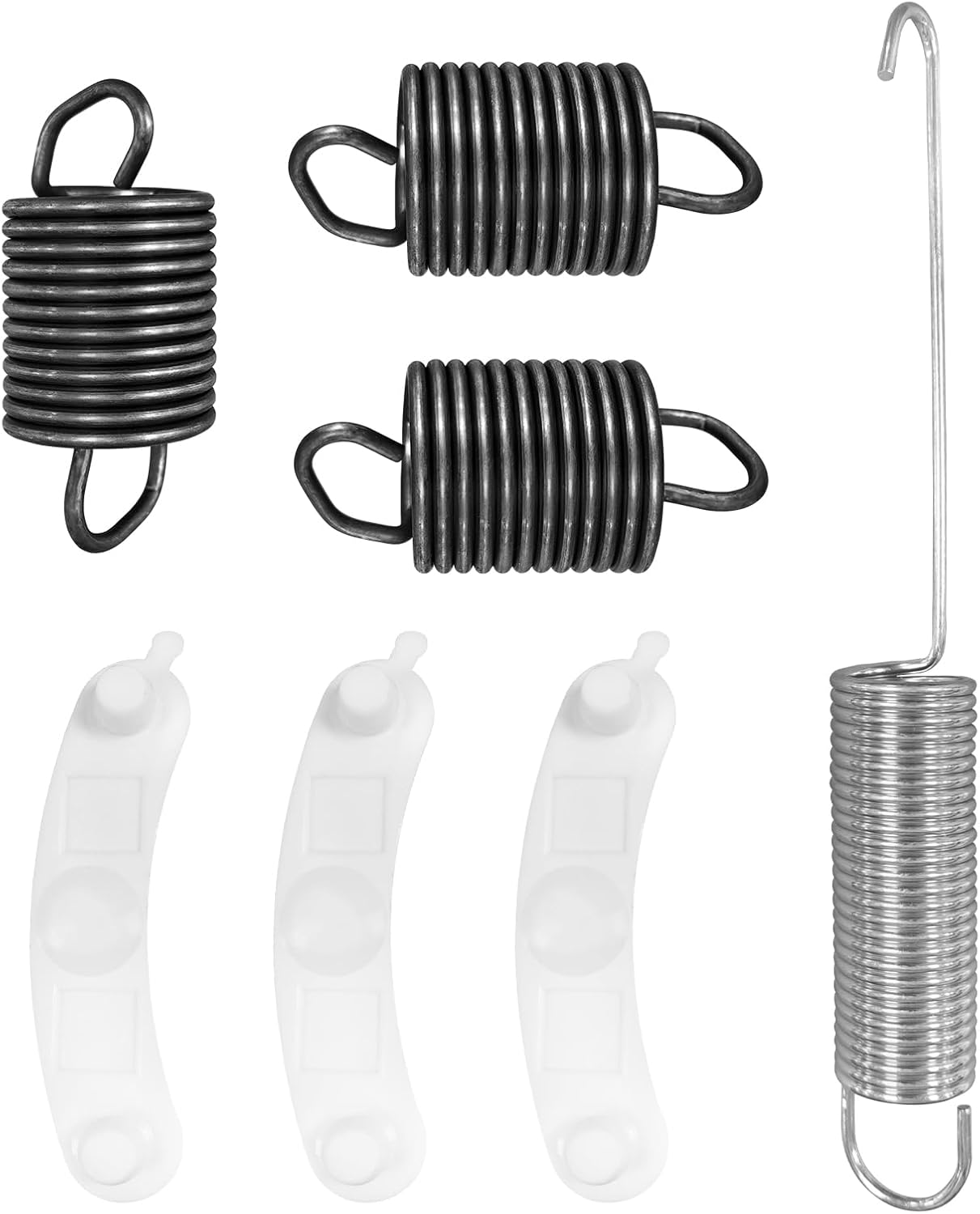 Washing Machine Spring Kit includes 3 Pcs WP63907 Suspension Spring, 1 Pc W10250667 Counterweight Spring, 3 Pcs 285744 Base Pad Set Compatible with Whirlpool Kenmore Washers