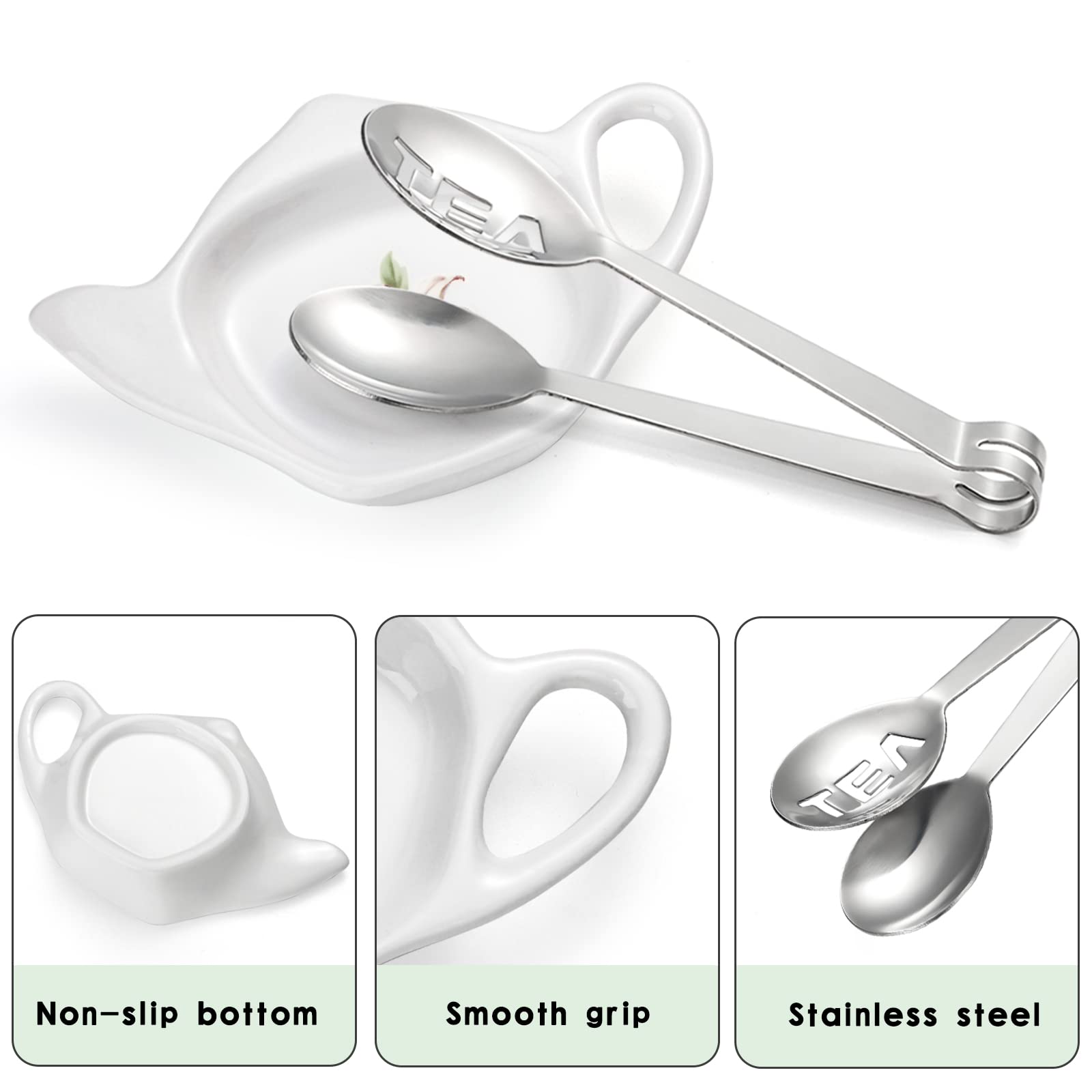 4 Stück Teebeutelhalter In Teekannenform Aus Porzellan – Untersetzer, Gewürzschale & Snackteller, Blau