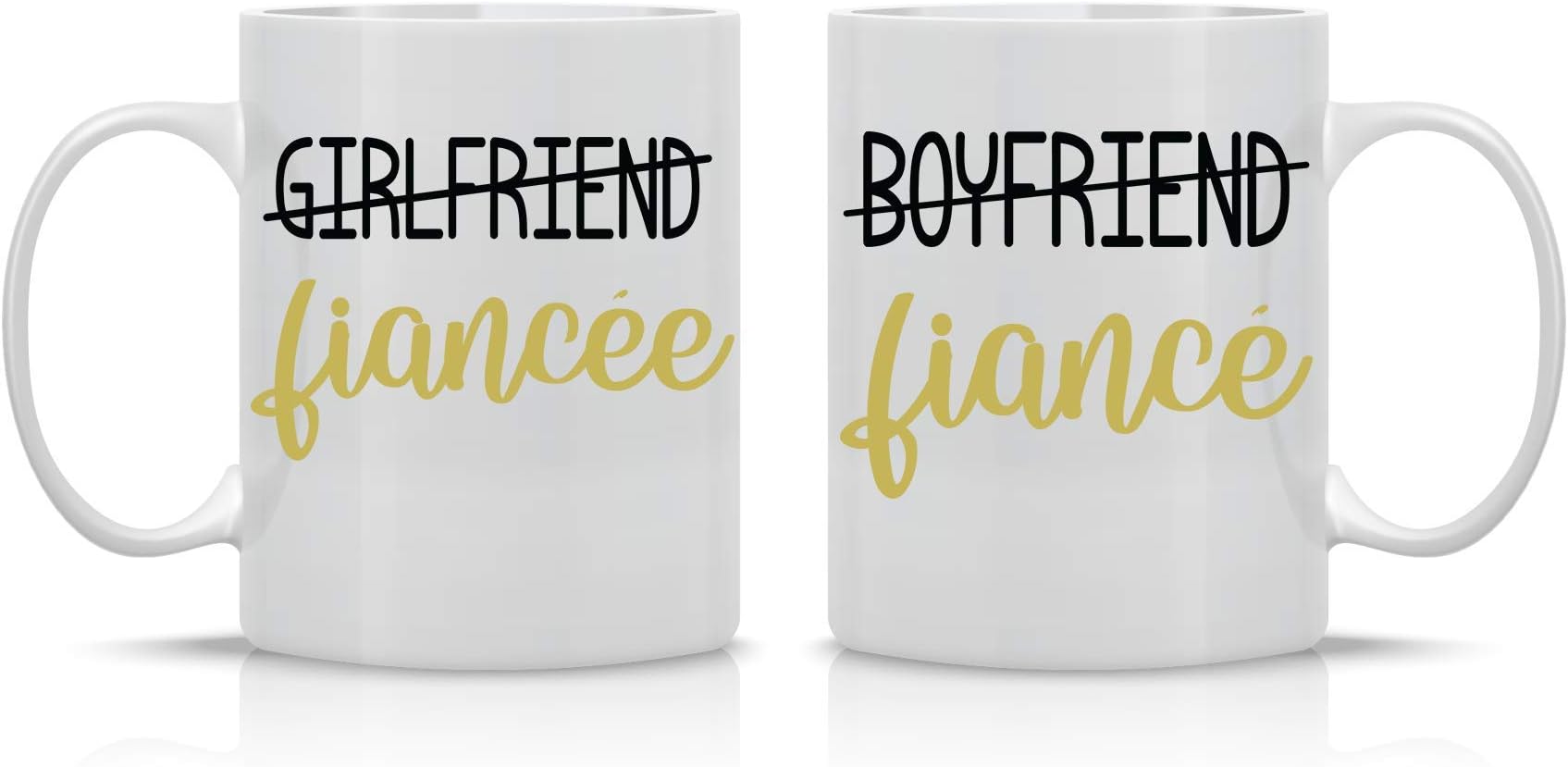 CBTwear Boyfriend/Fiance - Girlfriend/Fiancee - 11oz White Ceramic Coffee Mug Couples Sets - Funny His & Her Gifts - Bridal Shower or Bachelorette Party Gift - Wedding or Engagement Ideas
