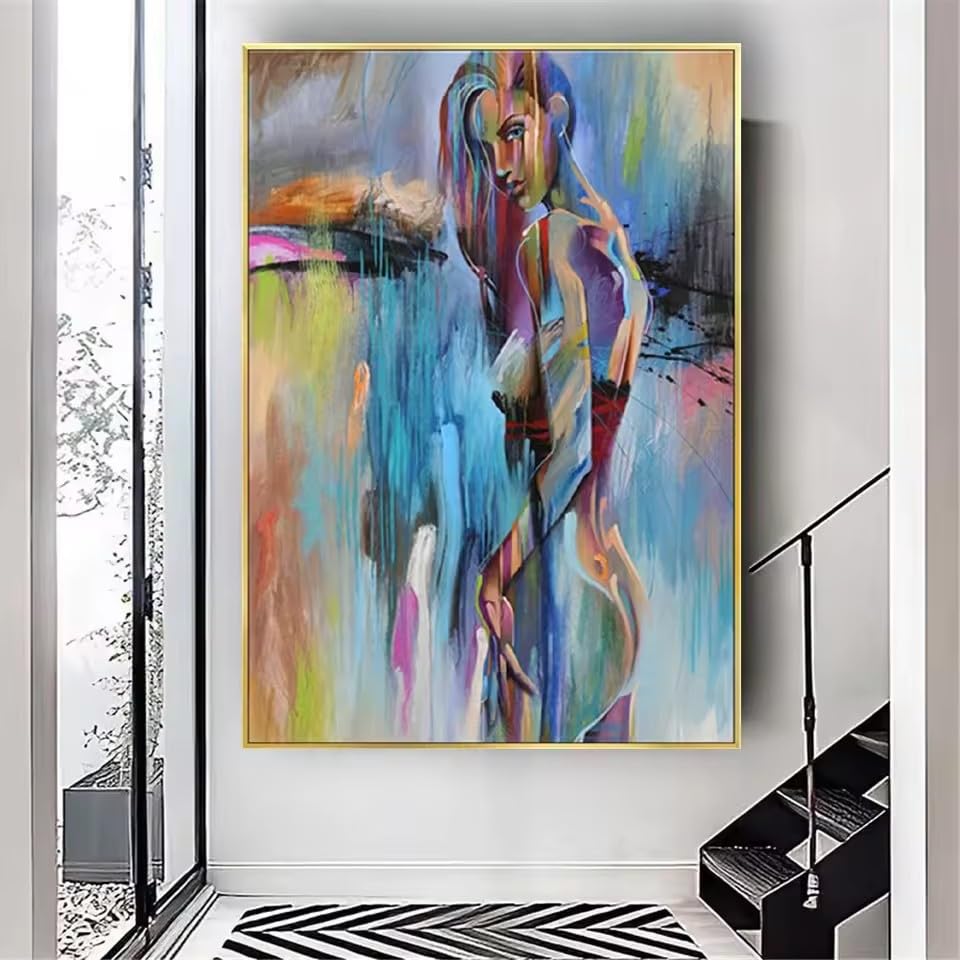 Peinture sur toile abstraite et colorée pour salon lumineux