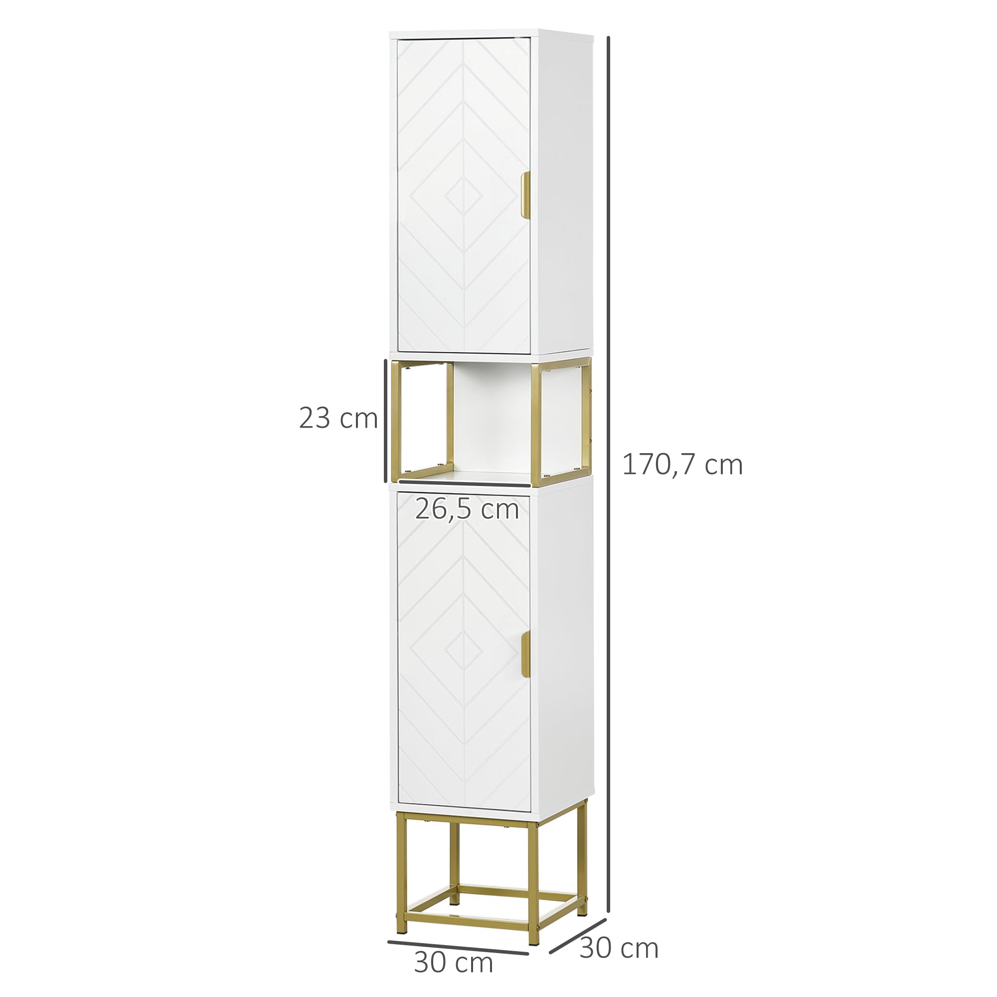 kleankin Meuble Colonne Rangement Salle de Bain 30L x 30l x170,7H cm Blanc