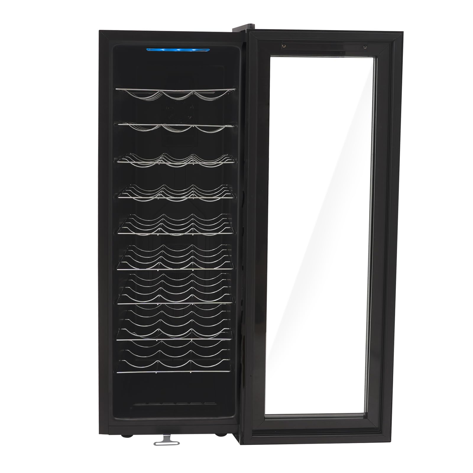 Weinkühlschrank 76L für 30 Flaschen mit Temperaturregelung 12-18°C, LED-Display, doppelte Luftkühlung, gehärtete Glastür, 9 Wellenregale, Modernes Design für Küche, Büro und Wohnzimmer