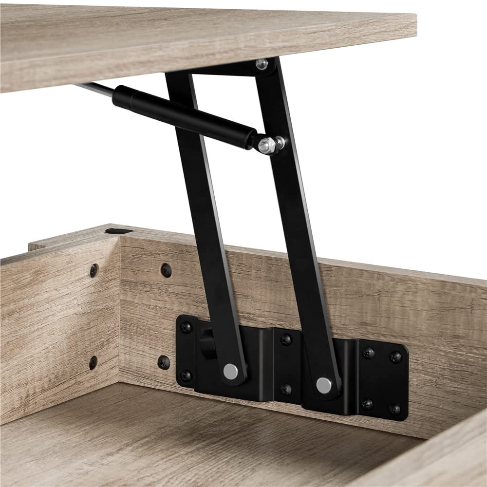 Yaheetech Couchtisch Kaffeetisch höhenverstellbar Wohnzimmertisch mit Ablagefach Sofatisch Beistelltisch Teetisch aus Holz Grau – Bild 5