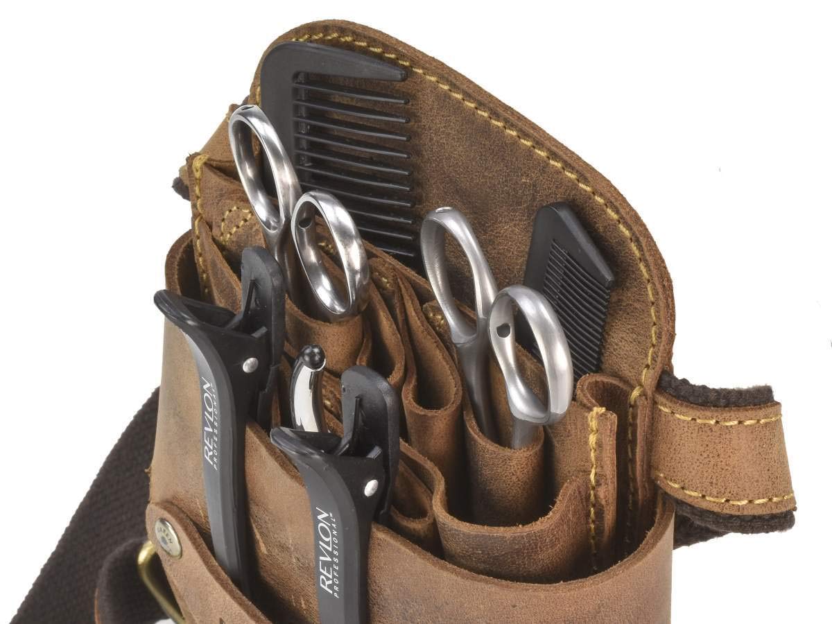 Greenburry Friseurtasche Scherentasche Scherenholster Werkzeugtasche antikbraun Leder Vintage