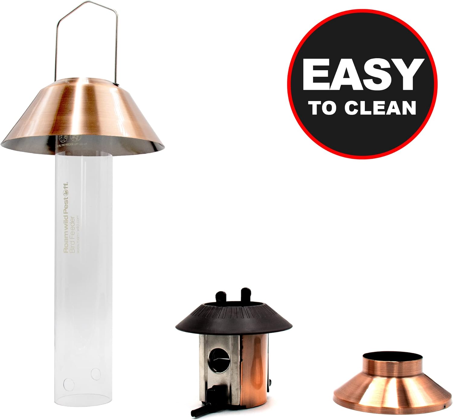 Roamwild Squirrel Proof Wild Bird Feeder Mixed Seed Sunflower Heart Version – Antique Copper - 3LBS Seed Capacity – 21”x8”x8” (w/Hanger) : Patio, Lawn & Garden