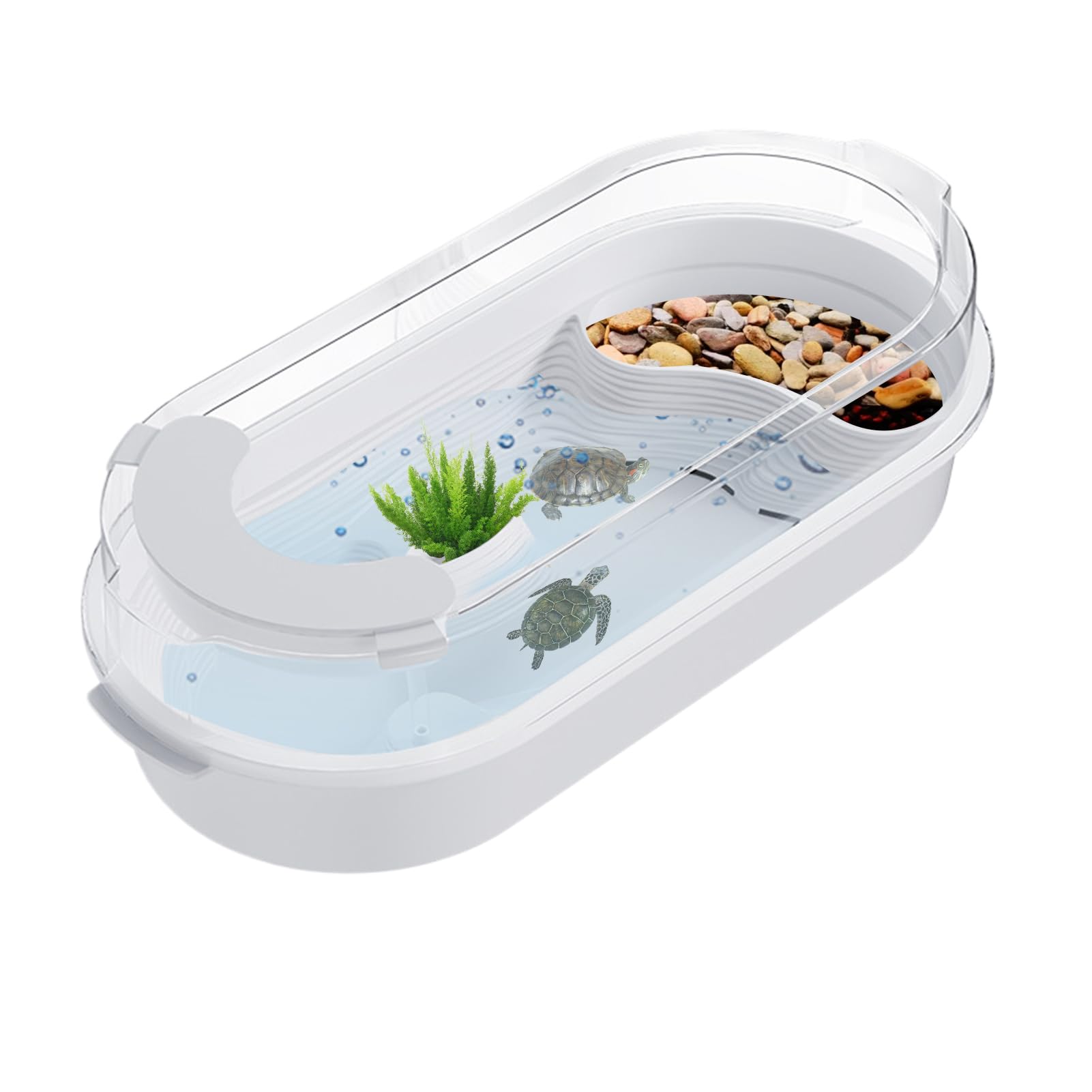 Acuario De Tanque De Tortugas, 35x20x15cm Hábitat De Reptiles Tanque De Tortugas con Plataforma De Sol para Reptiles, Tortuga Tanques Acuario Tortuga Hábitat con Hábitats Mascotas Accesorio