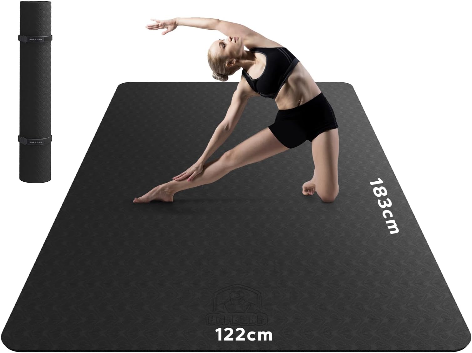 HAPBEARLarge Yoga Mat for Women- 183cm×122cm/198cm×137cm×6mm, TPE Non-Slip, Durable, Eco-Friendly, Extra Large Thick Wide Exercise Mat for Pilates,Gym,Workout,Home,Fitness,(Barefoot Exercise)