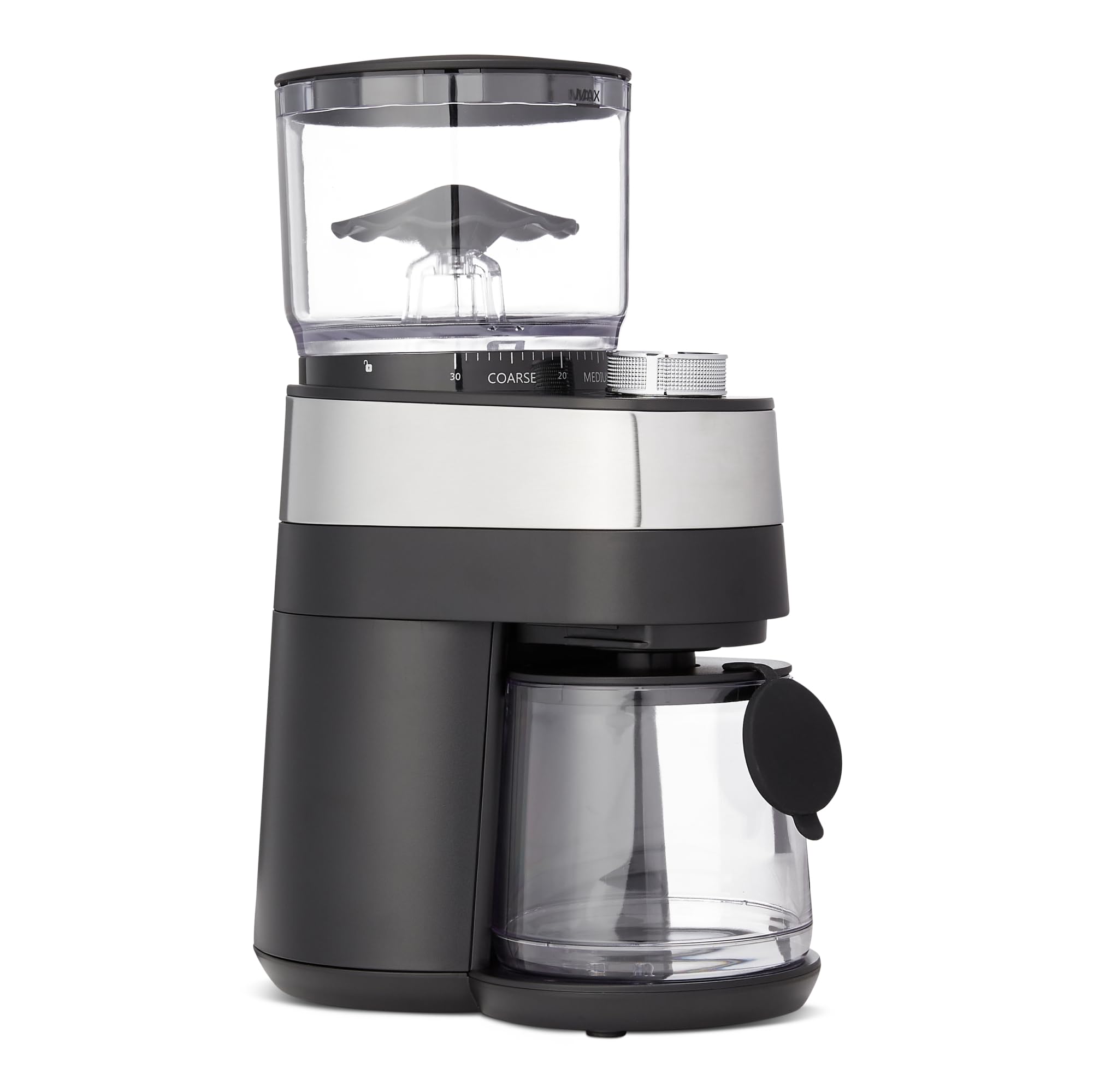 Amazon Basics Moulin à café électrique avec 30 réglages pour cafetière à piston, café filtre et espresso, noir