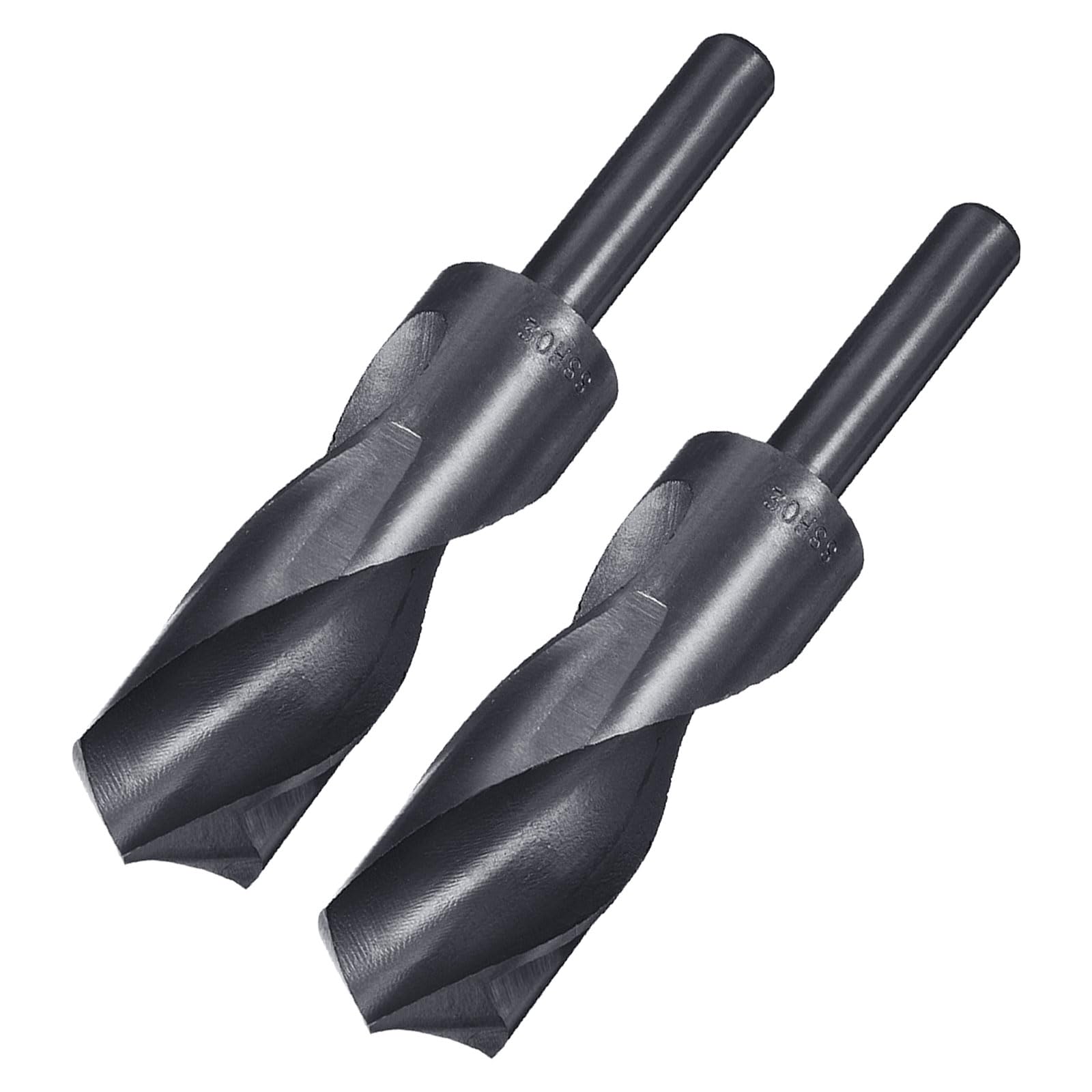 QUARKZMAN 2 Pezzi Punte Da Trapano A Manico Ridotto 30mm Rivestite In Nitruro Nero Con Manico Dritto Da 1/2 Pollice, Acciaio Rapido HSS 9341 Punte A Spirale Per Acciaio Inossidabile