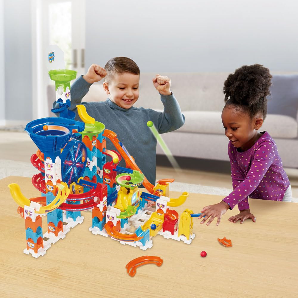 VTech - Marble Rush Ultimate Set Electronic XL200E - Circuit à Billes Géant à Construire, 127 Pièces et 10 Billes - Jeu de Construction Électronique - Cadeau Enfant Dès 4 Ans - Contenu en Français