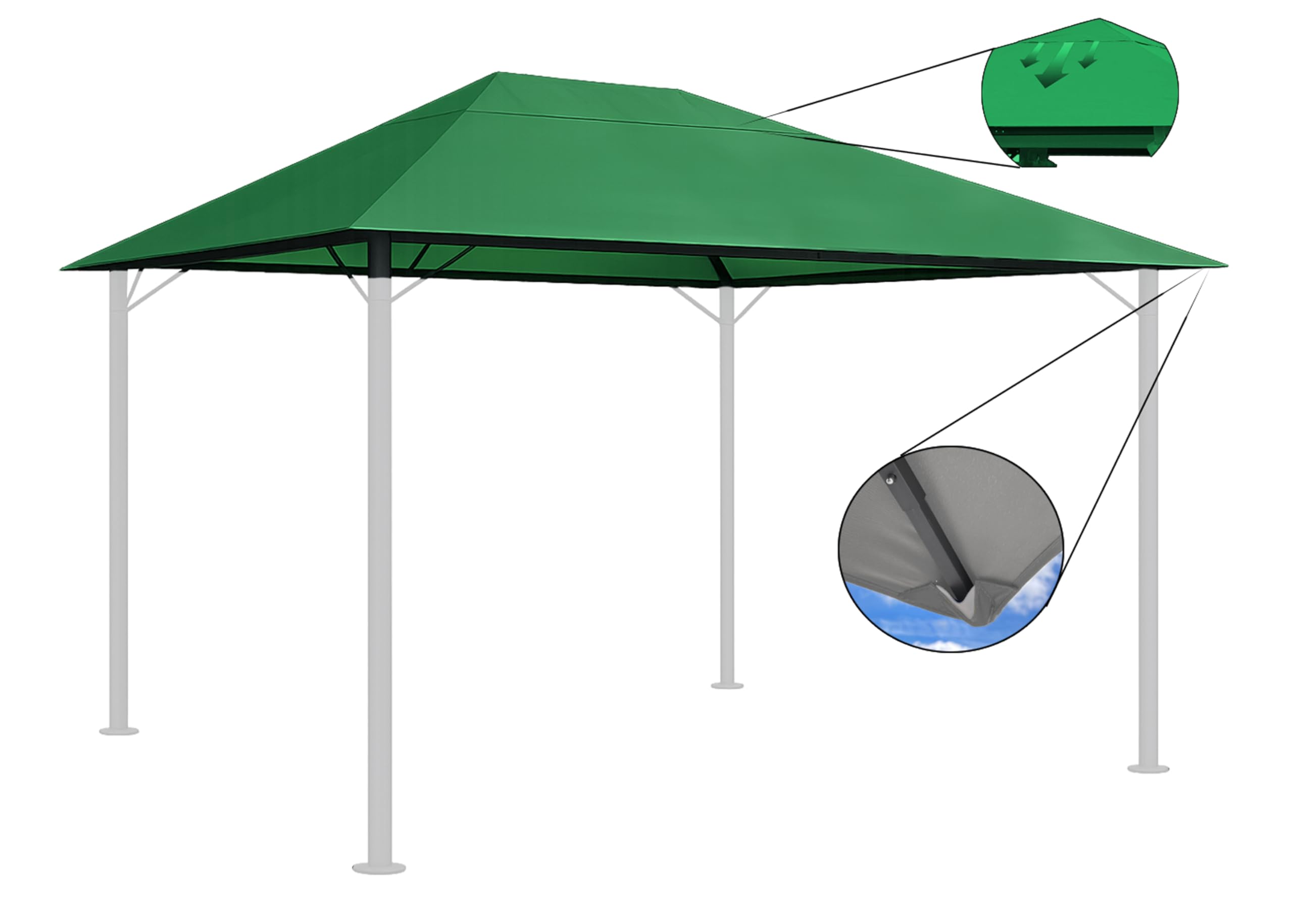 QUICK STAR Ersatzdach für Garten Pavillon 3x4m Gruen Pavillondach Ersatzbezug