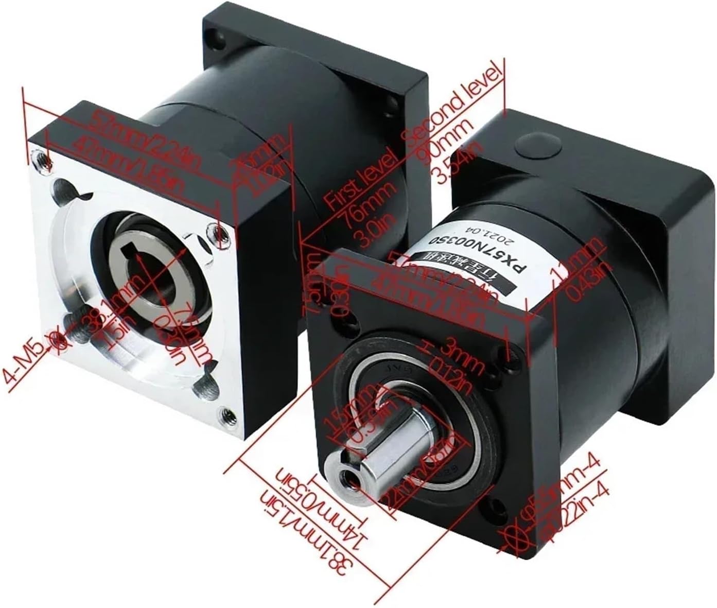 EU RU PX57 Planetary Reducer Ratio 3/4/5/6/10/16/20/24/30/36/40/60/120/144/150/216 for Nema23 Stepping Motor(Ratio 10)