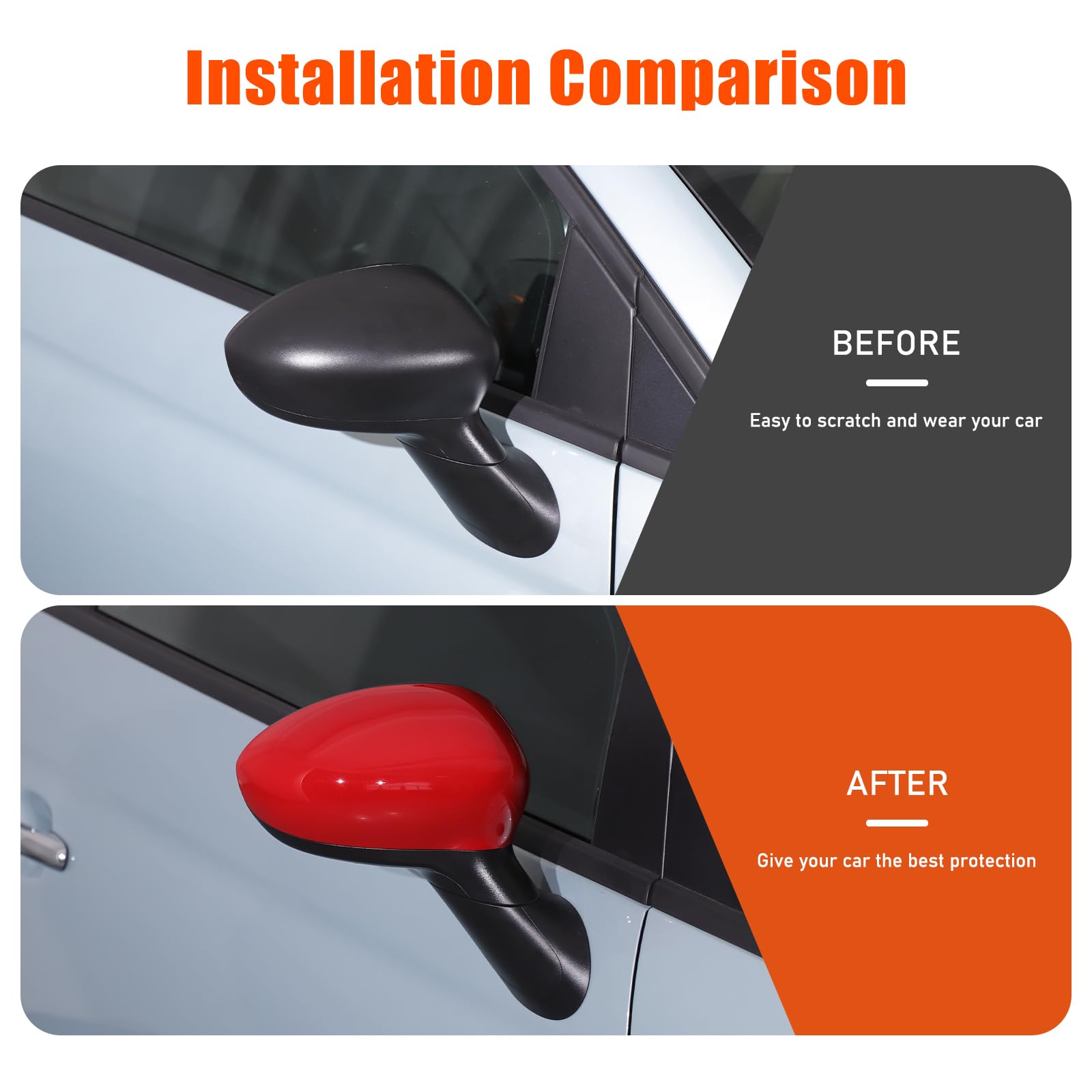COPPIA CALOTTE SPECCHIO ESTERNO COMPATIBILE CON @FIAT @500 500C/500E/Abarth 500 2007-2024 COPRISPECCHIETTI DI RICAMBIO PER SPECCHIETTI POSTERIORI (ROSSO)