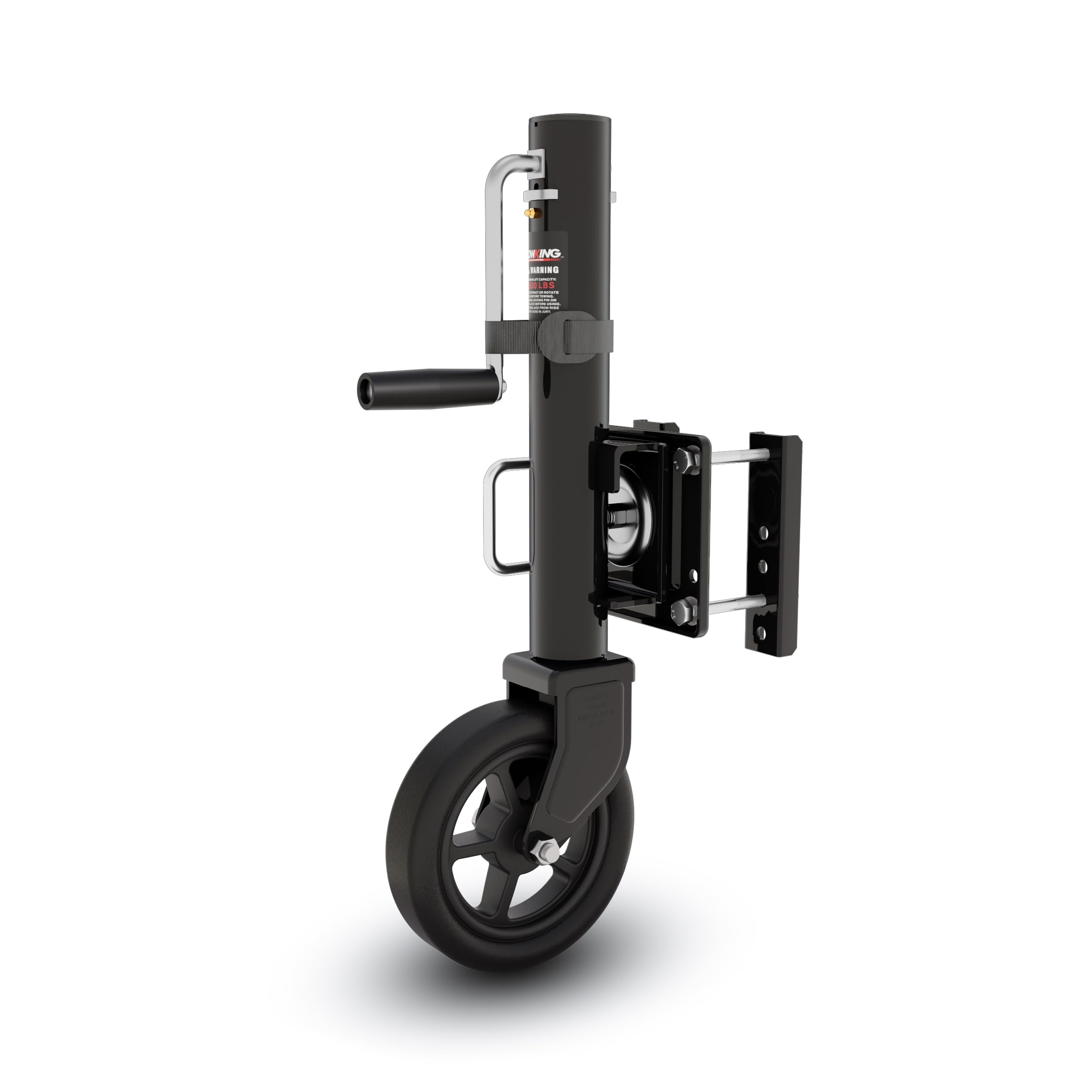 8" spoke wheel trailer jack, 10" vertical movement, 1500 lbs, for rv, boat, trailer and more, black