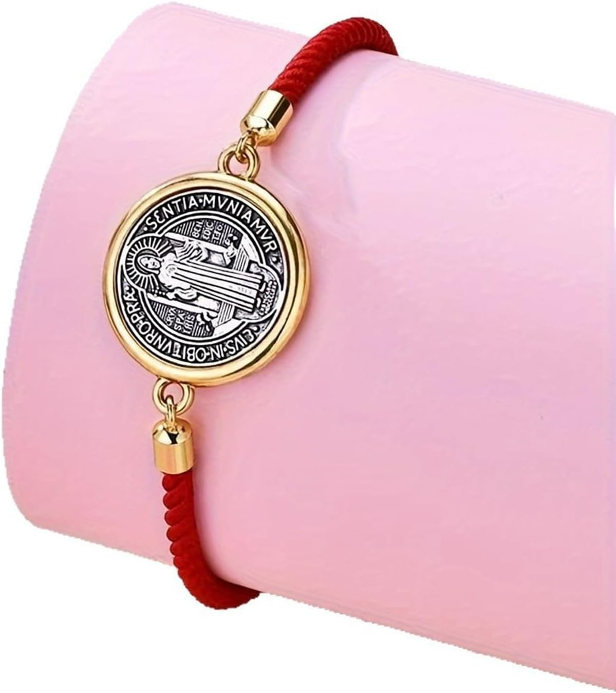 Catholic Bracelets St. Benedict Bracelet Red Rope Double Hole Pendant Couple Woven Bracelets Adjustable Black Bracelet - Image 9